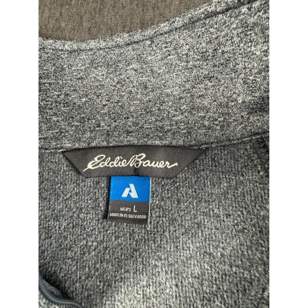 Eddie‎ Bauer First Ascent Mens Large Gray Quarter Zip Fleece Pullover Jacket